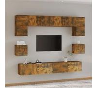 vidaXL Ensemble de meubles TV 8 pcs Chêne fumé Bois d'ingénierie Marron