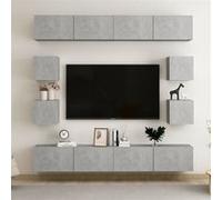 vidaXL Ensemble de meubles TV 8 pcs Gris béton Aggloméré Gris
