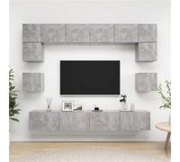 vidaXL Ensemble de meuble TV 8 pcs Gris béton Aggloméré