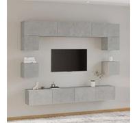 vidaXL Ensemble de meubles TV 8 pcs Gris béton Bois d'ingénierie3114417 Gris G