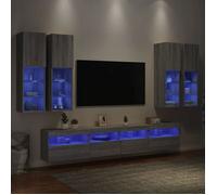 vidaXL Ensemble de meubles TV muraux 7 pièces avec LED Sonoma gris