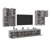 vidaXL Ensemble de meubles TV muraux 7 pcs et lumières LED sonoma gris Gris G