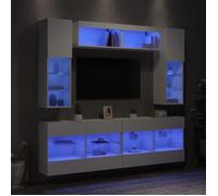 vidaXL Ensemble de meubles TV muraux 6 pcs avec lumières LED blanc