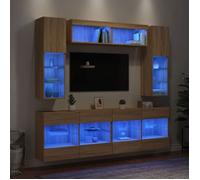 vidaXL Ensemble de Meubles TV Muraux et Lumières LED 6 pcs, Armoires de Télévision Suspendues, Ensemble de Meubles Télé 3216799