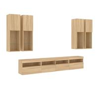 vidaXL Ensemble de Meubles TV Muraux et Lumières LED 7 pcs, Armoires de Télévision Suspendues, Ensemble de Meubles Télé 3216773