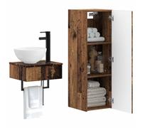 vidaXL Ensemble de mobilier de Salle de Bain 2 pc Bois Ancien