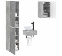 vidaXL Ensemble de mobilier de Salle de Bain 3 pc Gris béton