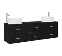 vidaXL Ensemble de mobilier de Salle de Bain 3 pc Noir