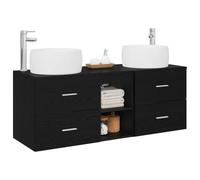 vidaXL Ensemble de mobilier de Salle de Bain 3 pc Noir