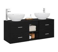 vidaXL Ensemble de mobilier de Salle de Bain 3 pc Noir