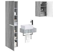 vidaXL Ensemble de mobilier de Salle de Bain 3 pc Sonoma Gris