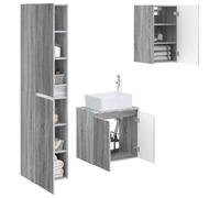 vidaXL Ensemble de mobilier de Salle de Bain 3 pc Sonoma Gris