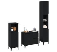 vidaXL Ensemble de mobilier de Salle de Bain 3 pcs Chêne Noir, Rénovation de Salle de Bain, Design rectangulaire Moderne, Rangement Durable, Meubles muraux minimalistes