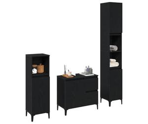 vidaXL Ensemble de mobilier de Salle de Bain 3 pcs Chêne Noir, Rénovation de Salle de Bain, Design rectangulaire Moderne, Rangement Durable, Meubles muraux minimalistes
