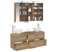 vidaXL Ensemble de mobilier de Salle de Bain 4 pcs Chêne Artisanal, Ensemble de Meubles de Salle de Bain Modernes, cabinets LED, Miroir, Rangement organisé, économies d'espace