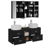 vidaXL Ensemble de mobilier de Salle de Bain 4 pcs Chêne Noir, Set de Rangement pour Salle de Bains Chic, Meuble Moderne, Armoire Fonctionnelle, unité Murale, Design Compact