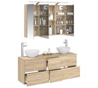 vidaXL Ensemble de mobilier de Salle de Bain 4 pcs Chêne Sonoma, Ensemble de Meubles de Salle de Bain Modernes, cabinets LED, Miroir, Rangement organisé, économies d'espace