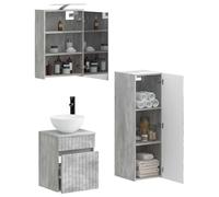vidaXL Ensemble de mobilier de Salle de Bain 4 pcs Gris béton, Moderne Salle de Bain, Armoire Miroir LED, Rangement Gain de Place, Meuble Mural, Solutions d'Organisation Efficaces