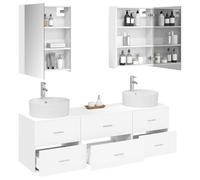 vidaXL Ensemble de mobilier de Salle de Bain 5 pcs Blanc, Ensembles de Meubles de Salle de Bain, Solutions élégantes, cabinets Miroir, unités de vanité, Gain de Place