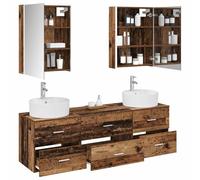 vidaXL Ensemble de mobilier de Salle de Bain 5 pcs Bois Ancien, Ensembles de Meubles de Salle de Bain, Solutions élégantes, cabinets Miroir, unités de vanité, Gain de Place
