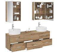 vidaXL Ensemble de mobilier de Salle de Bain 5 pcs Chêne Artisanal, Ensembles de Meubles de Salle de Bain, Solutions élégantes, cabinets Miroir, unités de vanité, Gain de Place
