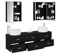 vidaXL Ensemble de mobilier de Salle de Bain 5 pcs Chêne Noir, Salle de Bain Moderne, Ensemble lavabo, Miroir, Meuble de Rangement, Collection Baignoire, Espace Fonctionnel, Accessoires WC
