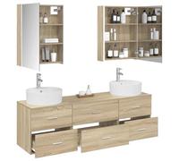vidaXL Ensemble de mobilier de Salle de Bain 5 pcs Chêne Sonoma, Ensembles de Meubles de Salle de Bain, Solutions élégantes, cabinets Miroir, unités de vanité, Gain de Place