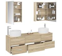vidaXL Ensemble de mobilier de Salle de Bain 5 pcs Chêne Sonoma, Salle de Bain Moderne, Ensemble lavabo, Miroir, Meuble de Rangement, Collection Baignoire, Espace Fonctionnel, Accessoires WC