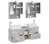 vidaXL Ensemble de mobilier de Salle de Bain 5 pcs Gris béton, Ensemble de Salle de Bain Compact, éclairage LED Moderne, Meuble Pratique, Armoire Miroir USB