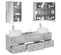 vidaXL Ensemble de mobilier de Salle de Bain 5 pcs Gris béton, Ensembles de Meubles de Salle de Bain, Solutions élégantes, cabinets Miroir, unités de vanité, Gain de Place