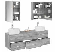 vidaXL Ensemble de mobilier de Salle de Bain 5 pcs Sonoma Gris, Ensembles de Meubles de Salle de Bain, Solutions élégantes, cabinets Miroir, unités de vanité, Gain de Place