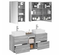 vidaXL Ensemble de mobilier de Salle de Bain 5 pcs Sonoma Gris, Solutions de Salle de Bain Tendance, Ensemble Moderne, Coiffeuse Murale, Miroir LED, Meuble Compact et organisé