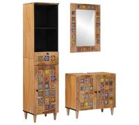 vidaXL Ensemble de mobilier de Salle de Bain avec tiroir 3 pcs Naturel, Solutions de Rangement pour Salle de Bain, armoires murales Modernes, Cabinet pour lavabo Pratique