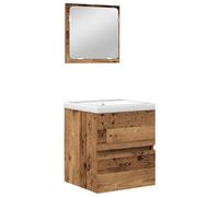 Vidaxl Ensemble De Mobilier De Salle De Bain Avec Tiroir Montage Mural Avec Stockage Avec Miroir 3 Pcs