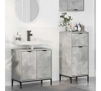 vidaXL Ensemble de mobilier de salle de bain Plaid 2 pcs Gris béton
