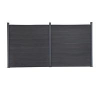 vidaXL Ensemble de Panneaux de Clôture, Mur de Clôture, Barrière avec Poteau, Bordure de Jardin Patio Terrasse, Gris 353x186 cm WPC