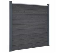 vidaXL Ensemble de Panneaux de Clôture, Mur de Clôture, Barrière avec Poteau, Bordure de Jardin Patio Terrasse, Gris 180x186 cm WPC