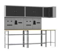 vidaXL Ensemble de placards de travail 10 pièces Noir et gris