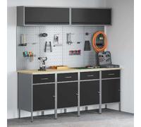 vidaXL Ensemble de placards de travail avec tiroir 10 pc Noir