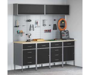 vidaXL Ensemble de placards de travail avec tiroir 10 pcs Noir