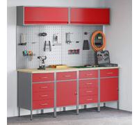 vidaXL Ensemble de placards de travail avec tiroir 10 pcs Rouge