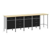 vidaXL Ensemble de placards de travail avec tiroir 5 pcs Noir et gris
