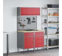vidaXL Ensemble de placards de travail avec tiroir 5 pcs Rouge