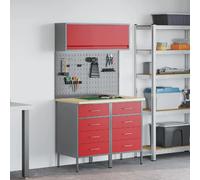 vidaXL Ensemble de placards de travail avec tiroir 5 pcs Rouge