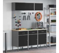 vidaXL Ensemble de placards de travail avec tiroir 8 pcs Noir