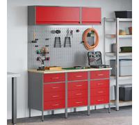 vidaXL Ensemble de placards de travail avec tiroir 8 pcs Rouge