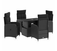 vidaXL Ensemble de Repas extérieur avec Coussin 5 pcs Noir polyrotin, Ensemble de Jardin réglable, mobilier extérieur Robuste, Salon Moderne, Collection Patio résistante aux intempéries