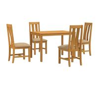 vidaXL Ensemble de Salle à Manger 5 pc Beige Bois de chêne Massif
