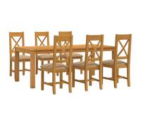 vidaXL Ensemble de Salle à Manger 7 pc Beige Bois de chêne Massif