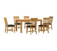 vidaXL Ensemble de Salle à Manger 7 pc Noir Bois de chêne Massif